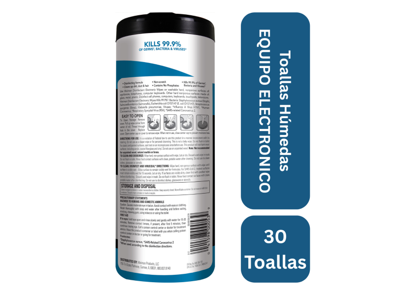 Toallas húmedas para limpiar equipo electrónico 30 toallas - Imagen 2