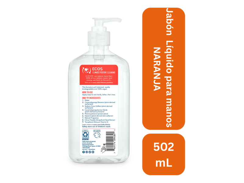Jabón líquido para manos aroma naranja 502 ml - Imagen 2